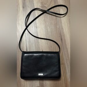 Bosca Black Leather Crossbody Bag